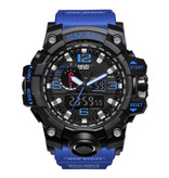 SMAEL Military Dive Watch for Men - Rubber Strap Quartz Movement Analog Digital for Men Blue