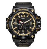 SMAEL Military Dive Watch for Men - Rubber Strap Quartz Movement Analog Digital for Men Gold