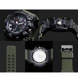 SMAEL Wojskowy zegarek nurkowy dla mężczyzn - gumowy pasek z mechanizmem kwarcowym analogowy cyfrowy dla mężczyzn srebrny