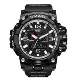 SMAEL Military Dive Watch for Men - Rubber Strap Quartz Movement Analog Digital for Men Silver