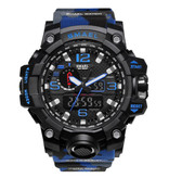 SMAEL Military Dive Watch for Men - Rubber Strap Quartz Movement Analog Digital for Men Blue