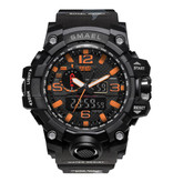 SMAEL Military Dive Watch for Men - Rubber Strap Quartz Movement Analog Digital for Men Orange