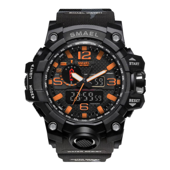 SMAEL Military Dive Watch für Männer - Gummiband Quarzwerk Analog Digital für Männer Orange