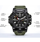 SMAEL Wojskowy zegarek nurkowy dla mężczyzn - gumowy pasek z mechanizmem kwarcowym analogowy cyfrowy dla mężczyzn Khaki Camo