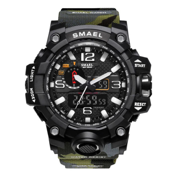 SMAEL Militärische Taucheruhr für Männer - Gummiband Quarzwerk Analog Digital für Männer Khaki Camo