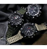 SMAEL Wojskowy zegarek nurkowy dla mężczyzn - gumowy pasek z mechanizmem kwarcowym analogowy cyfrowy dla mężczyzn w beżowym kamuflażu