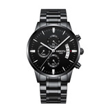 Nibosi Reloj de acero para hombre - Movimiento anólogo de correa de lujo para hombre cuarzo negro