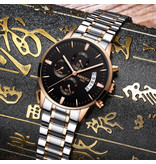 Nibosi Steel Watch for Men - Luxury Strap Anologue Movement for Men Quartz Black