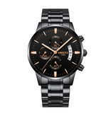 Nibosi Montre en acier pour homme - Bracelet de luxe Mouvement Anologue pour homme Quartz noir