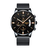 Nibosi Montre en acier pour homme - Bracelet de luxe Mouvement Anologue pour homme Quartz noir