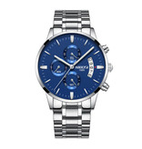 Nibosi Montre en acier pour homme - Bracelet de luxe Mouvement Anologue pour homme Quartz Bleu