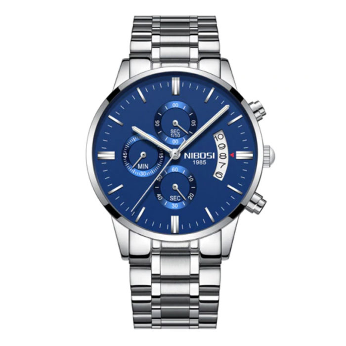 Stahluhr für Herren - Luxusarmband Anologue-Uhrwerk für Herren Quarzblau