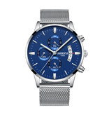 Nibosi Reloj de acero para hombre - Movimiento anólogo con correa de lujo para hombre, azul cuarzo