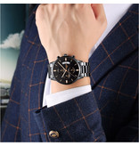 Nibosi Stahluhr für Herren - Luxus Armband Anologue Uhrwerk für Herren Quarz Gold