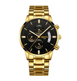 Nibosi Montre en acier pour homme - Bracelet de luxe Mouvement Anologue pour homme Quartz Or