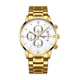Nibosi Reloj de acero para hombre - Movimiento anólogo con correa de lujo para hombre, cuarzo dorado