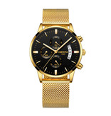 Nibosi Montre en acier pour homme - Bracelet de luxe Mouvement Anologue pour homme Quartz Or