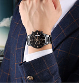 Nibosi Stahluhr für Herren - Luxus Armband Anologue Uhrwerk für Herren Quarz Silber