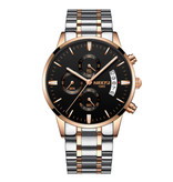 Nibosi Montre en acier pour homme - Bracelet de luxe Mouvement Anologue pour homme Quartz Argent