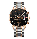 Nibosi Stalowy zegarek dla mężczyzn - luksusowy pasek z mechanizmem Anologue dla mężczyzn ze srebra kwarcowego