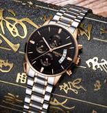 Nibosi Steel Watch for Men - Luxury Strap Anologue Movement for Men Quartz Silver