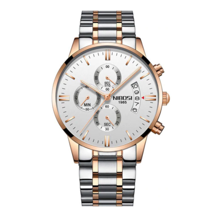 Stalowy zegarek dla mężczyzn - luksusowy pasek z mechanizmem Anologue dla mężczyzn ze srebra kwarcowego