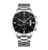 Nibosi Montre en acier pour homme - Bracelet de luxe Mouvement Anologue pour homme Quartz Argent