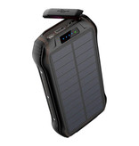 Stuff Certified® Solar Power Bank mit 3 Ports 26.800mAh - Eingebaute Taschenlampe - Externes Notfall-Akku Ladegerät Ladegerät Sun Black