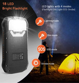 Stuff Certified® Solar Power Bank mit 3 Ports 26.800mAh - Eingebaute Taschenlampe - Externes Notfall-Akku Ladegerät Ladegerät Sun Black