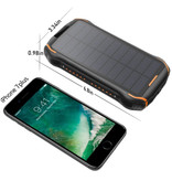 Stuff Certified® Solar Power Bank mit 3 Ports 26.800mAh - Eingebaute Taschenlampe - Externes Notfall-Akku Ladegerät Ladegerät Sun Black