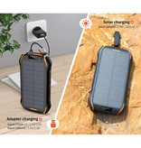 Stuff Certified® Solar Power Bank mit 3 Ports 26.800mAh - Eingebaute Taschenlampe - Externes Notfall-Akku Ladegerät Ladegerät Sun Black