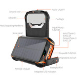 Stuff Certified® Banque d'énergie solaire avec 3 ports 26.800mAh - Lampe de poche intégrée - Chargeur de batterie de secours externe Sun Black