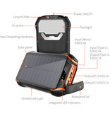 Stuff Certified® Solar Power Bank mit 3 Ports 26.800mAh - Eingebaute Taschenlampe - Externes Notfall-Akku Ladegerät Ladegerät Sun Black