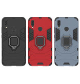 Keysion Xiaomi Redmi Note 9 Hoesje  - Magnetisch Shockproof Case Cover Cas TPU Rood + Kickstand