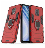 Keysion Xiaomi Redmi Note 9 Pro Hoesje  - Magnetisch Shockproof Case Cover Cas TPU Rood + Kickstand