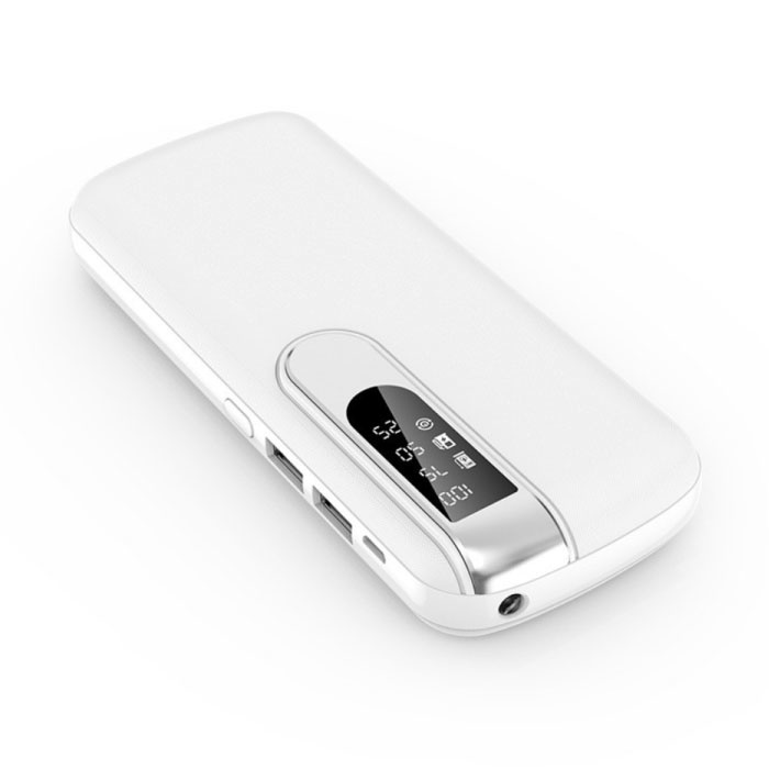 Powerbank 50,000mAh Doble puerto USB 2x - Pantalla LED y linterna - Cargador de batería de emergencia externo Cargador de batería Blanco
