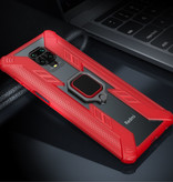 Keysion Etui Xiaomi Redmi Note 9 - Magnetyczne, wstrząsoodporne etui pokrowiec Cas TPU Red + podpórka
