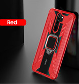 Keysion Xiaomi Mi 8 Lite Case - Magnetische stoßfeste Gehäuseabdeckung Cas TPU Red + Kickstand