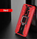 Keysion Xiaomi Mi 10 Hoesje  - Magnetisch Shockproof Case Cover Cas TPU Rood + Kickstand