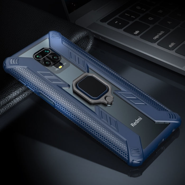 Xiaomi Redmi Note 7 Hoesje  - Magnetisch Shockproof Case Cover Cas TPU Blauw + Kickstand