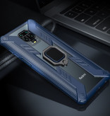 Keysion Xiaomi Redmi Note 9 Hoesje  - Magnetisch Shockproof Case Cover Cas TPU Blauw + Kickstand