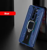 Keysion Xiaomi Redmi Note 9 Pro Max Gehäuse - Magnetische stoßfeste Gehäuseabdeckung Cas TPU Blau + Ständer