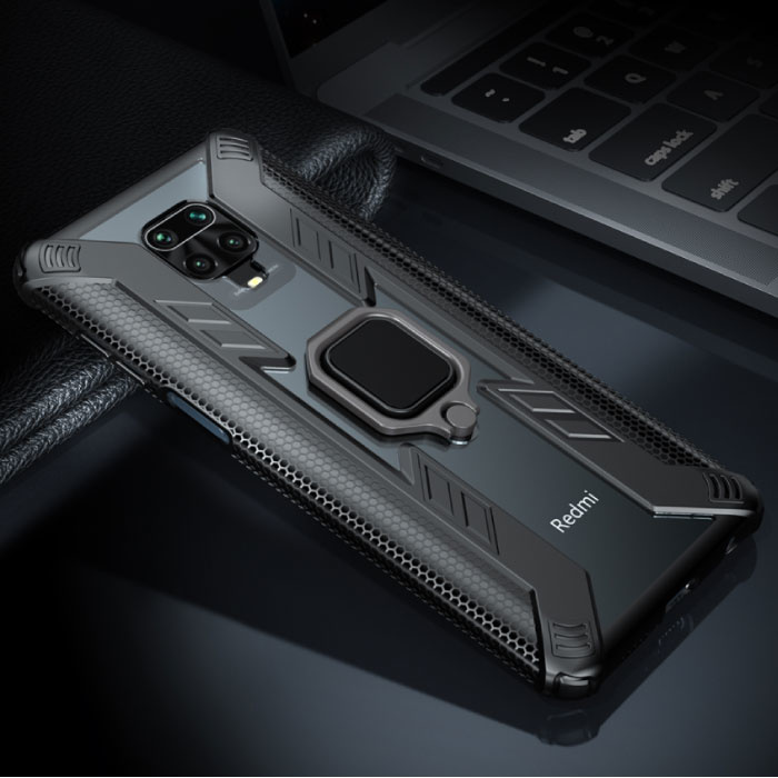 Keysion Xiaomi Mi 10 Pro Hoesje  - Magnetisch Shockproof Case Cover Cas TPU Zwart + Kickstand