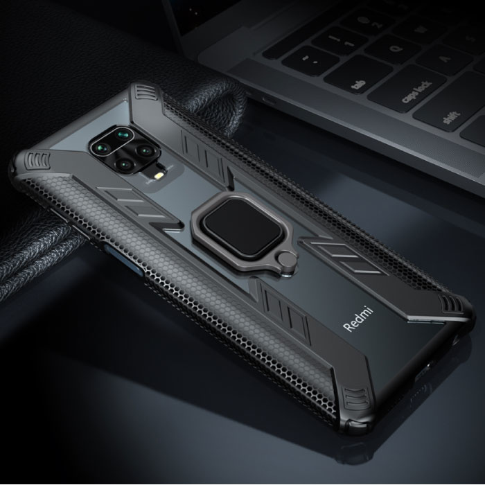 Xiaomi Mi 10 Case - Magnetische stoßfeste Gehäuseabdeckung Cas TPU Black + Kickstand