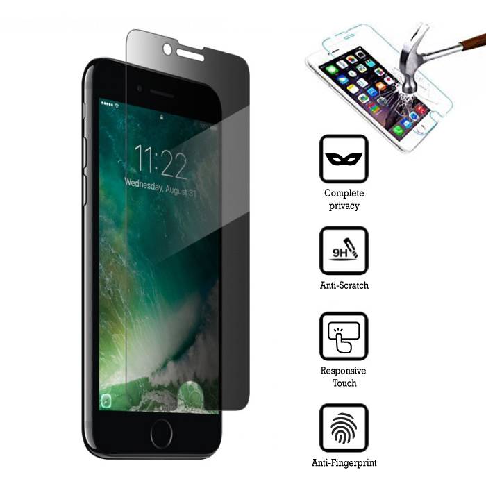 Protector Pantalla Privacidad Full 3D Negra Cristal Templado iPhone 6 Plus  / 6S Plus / 7 Plus / 8