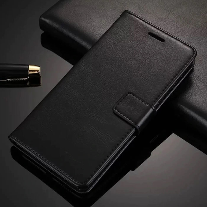 Stuff Certified® Étui à rabat en cuir Xiaomi Redmi 7 - Étui à rabat en cuir PU noir