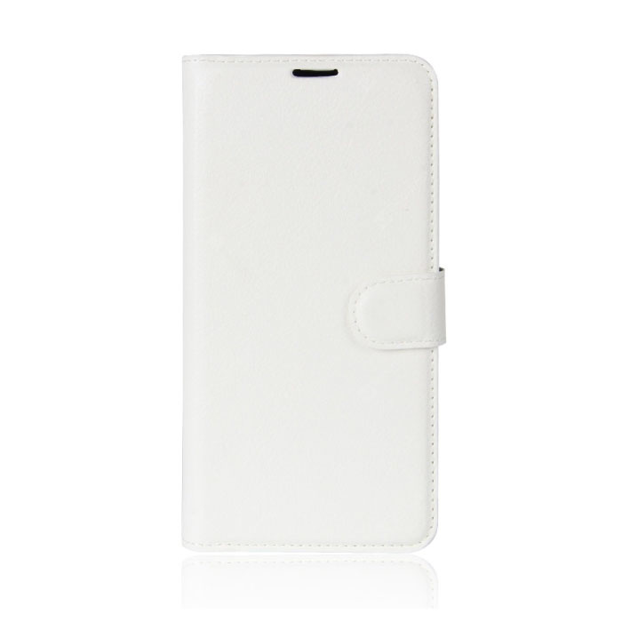 Funda con tapa de cuero para Xiaomi Mi A3 - Cartera de cuero PU Funda Cas Case Blanco