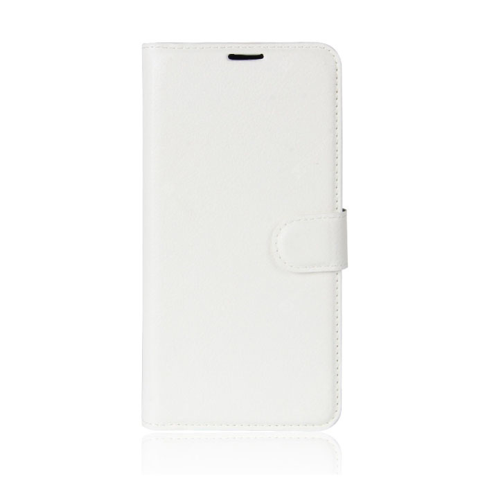 Xiaomi Mi A2 Leder Flip Case Brieftasche - PU Leder Brieftasche Abdeckung Cas Case Weiß