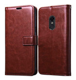 Stuff Certified® Étui à rabat en cuir Xiaomi Redmi Note 7 - Étui portefeuille en cuir PU Marron