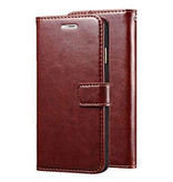 Stuff Certified® Xiaomi Redmi 9A Leather Flip Case Wallet - PU Leather Wallet Cover Cas Case Brown